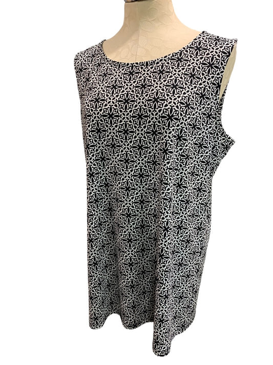 1X Talbots Woman Black White Print Tank Sleeveless Shirt