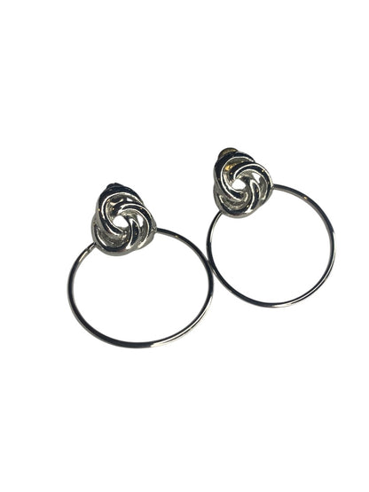 Silvertone Post Pierced Earrings Door Knocker Style 1.5 Inch