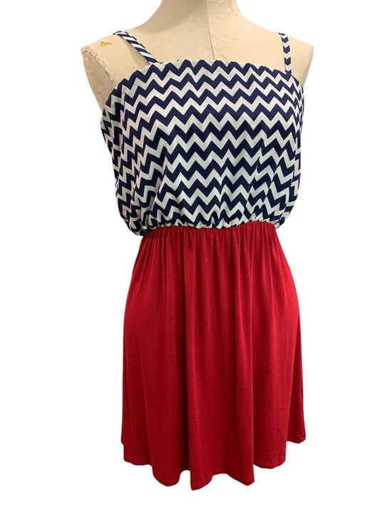 Small Charming Charlie Blocked Dress Convertible Strapless Chevron