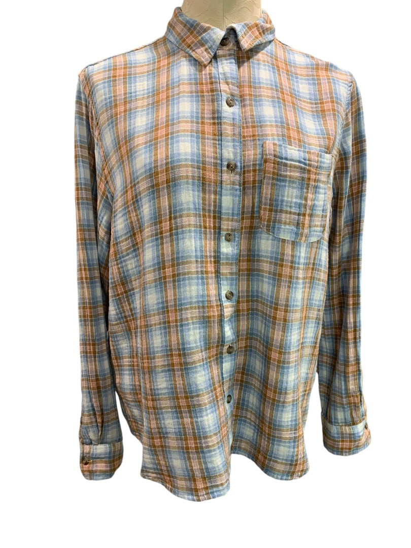 Small Universal Thread Womens Soft Button Up Plaid Shirt