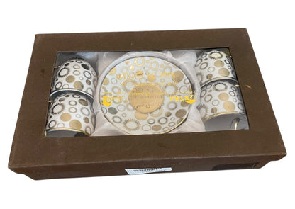 Extra Set of 4 Demitasse Cups and Saucers Set White Gold in Box