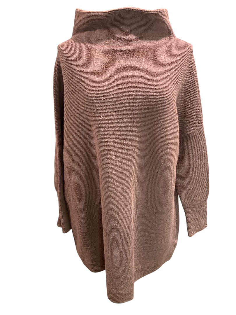 Medium Free People Womens Oversize Mauve Tunic Sweater Mockneck