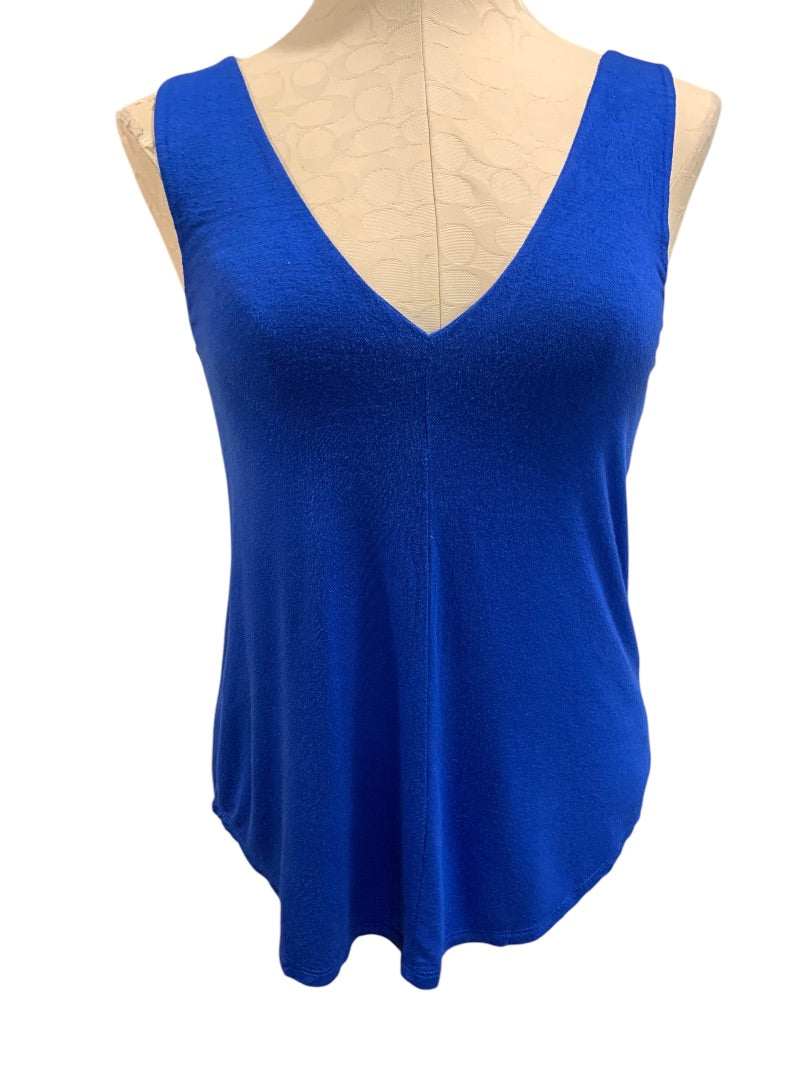 XS Bordeaux Womens V-Neck Tank Sleeveless Royal Blue Soft