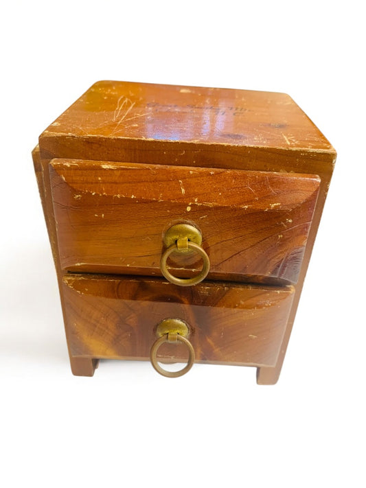 Small Trinket Jewelry Box Great Smoky Mts 2 Drawer 3.75 Inches High