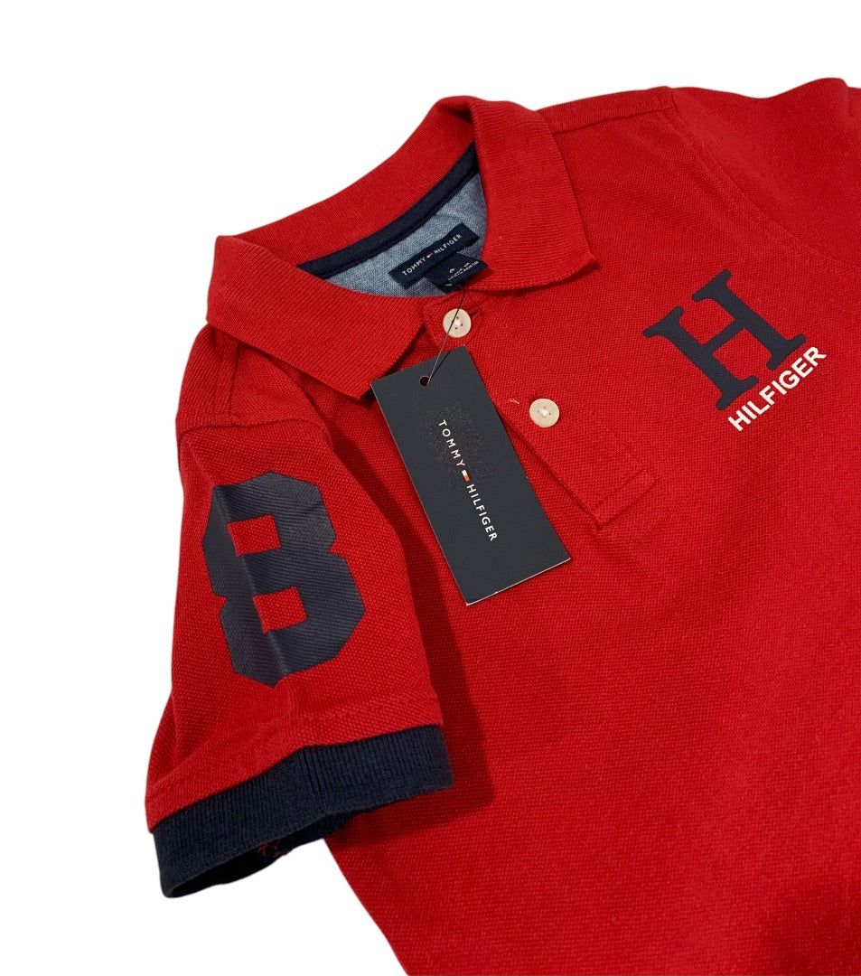 Size 4 Boys Tommy Hilfiger Red Polo Shirt Short Sleeve New