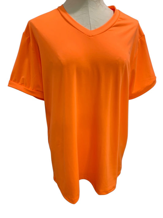 1XL New Womens Unbranded Orange Tshirt V-Neck Short Sleeve