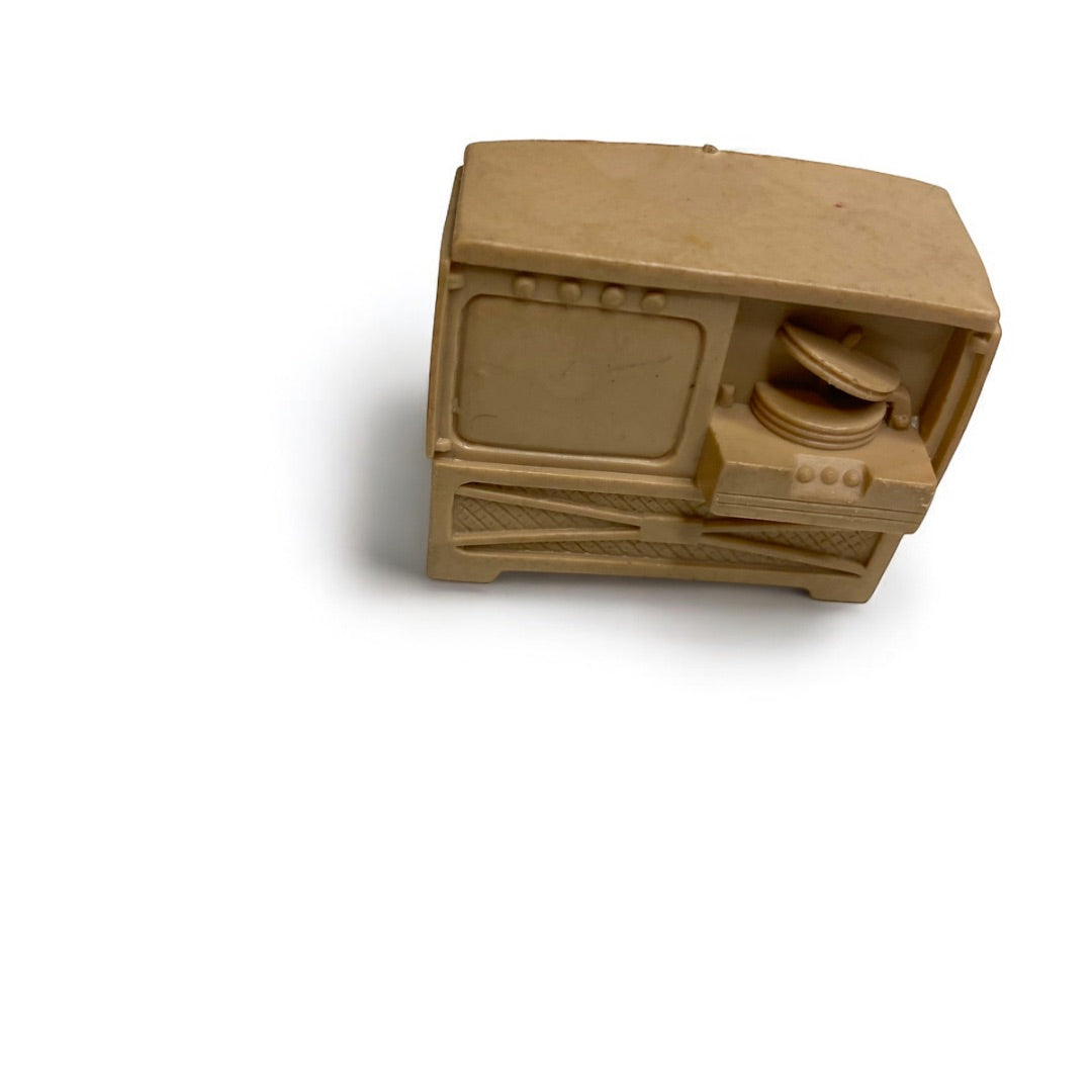 1950s Marx Miniature Dollhouse TV HiFi Stereo Beige 1:18 Scale