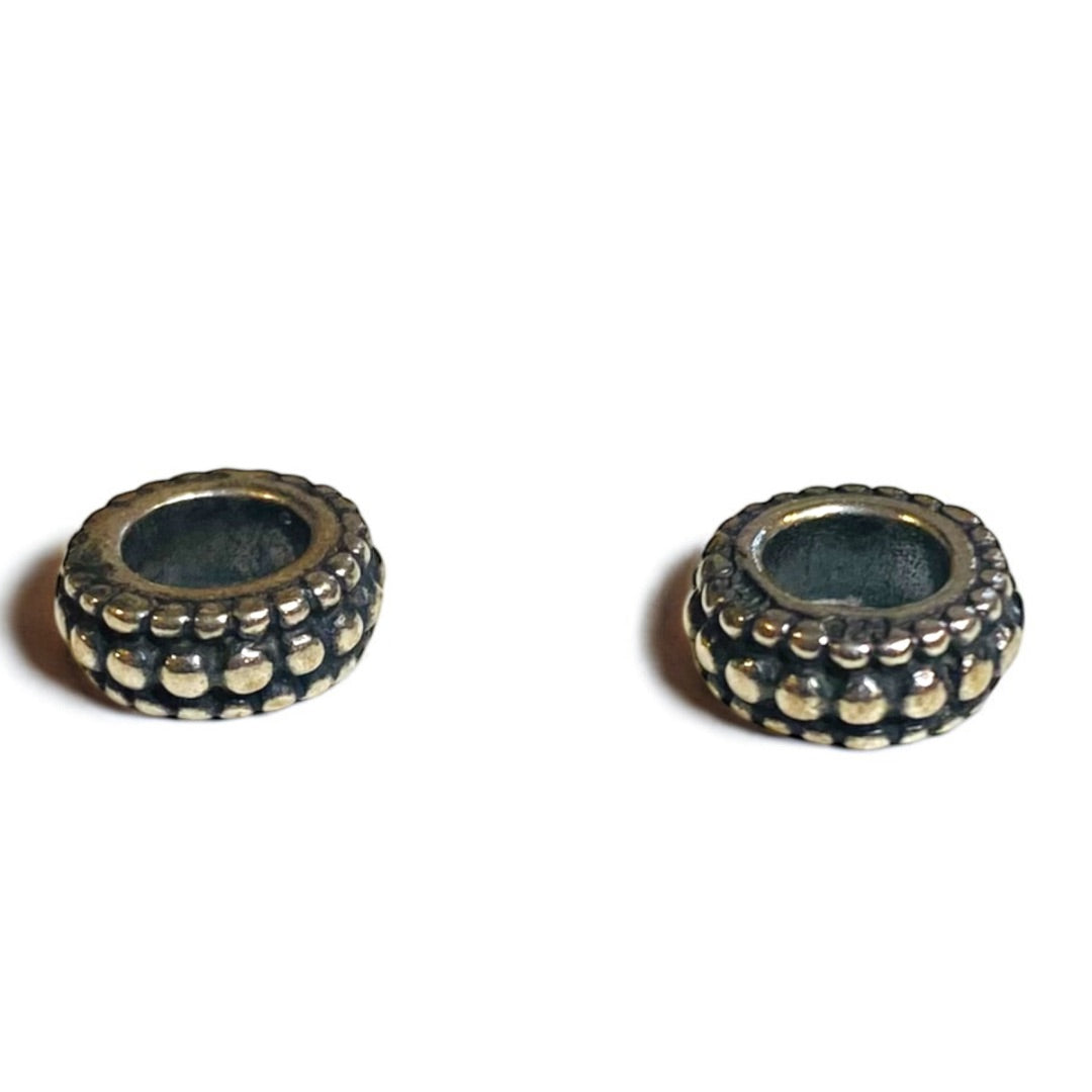 Spacer Charm Beads Silvertone Beaded Tire 8mm x 3mm