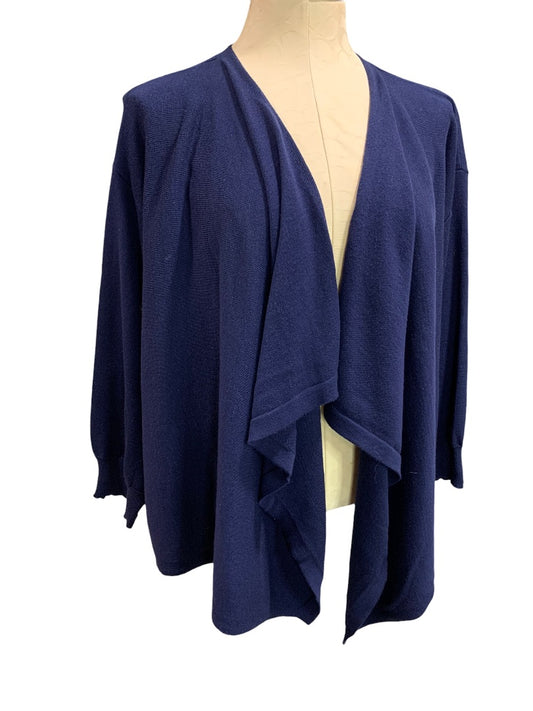 2X (26/28) Woman Within Navy Blue Lightweight Cardigan Waterfall