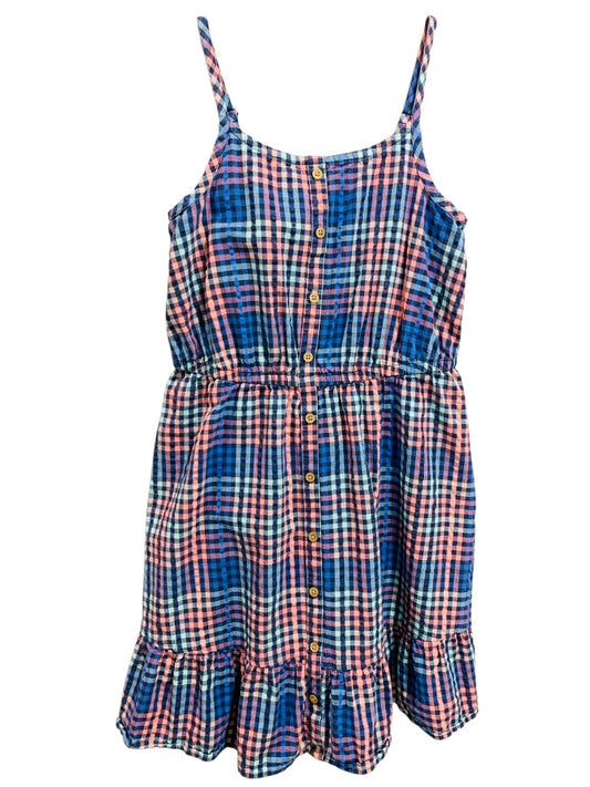 Large (10/12) So Girls Checked Sudress Blue Pink Ruffle Hem