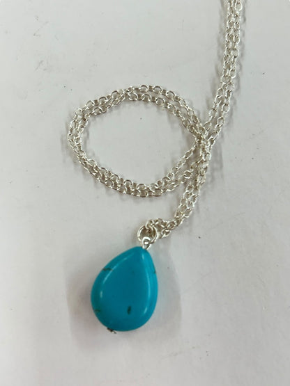 Turquoise Pendant Necklace Silverone 35 Inch Lobster Clasp