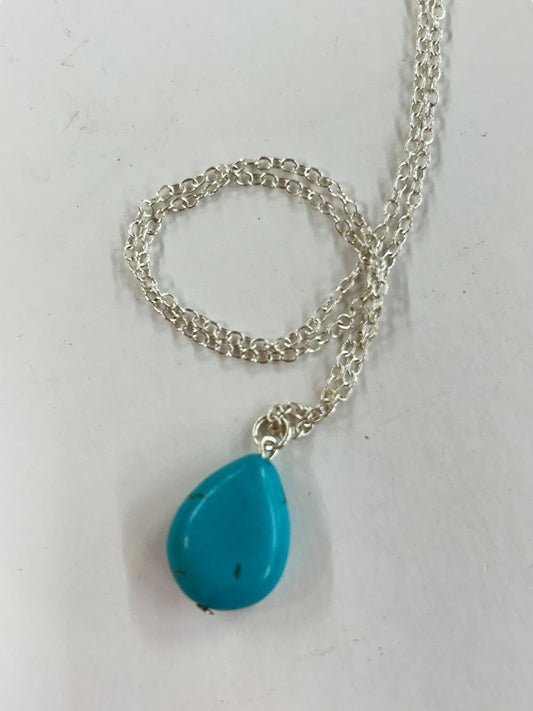 Turquoise Pendant Necklace Silverone 35 Inch Lobster Clasp