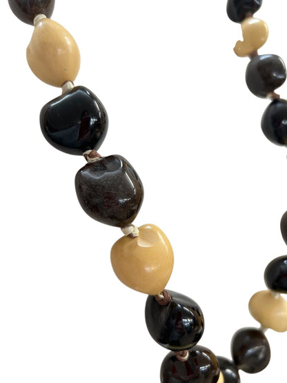 Large Hollow Brown Tan Lightweight Oversize Tie Neck Closure 33 Inch