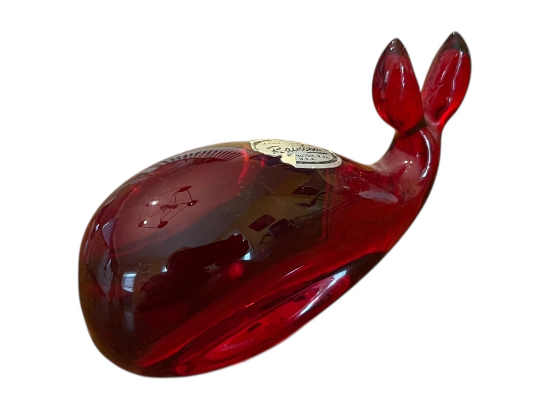 Vintage Rainbow Hand Blown Glass Whale Red Huntington West Virginia Sticker