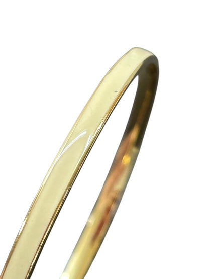 Goldtone Enameled Ivory Bangle Bracelet 2.6" Inside Diameter 4mm