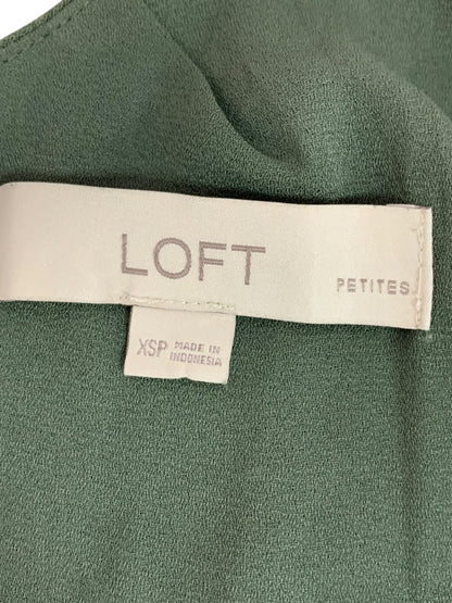 XSP Loft Petites Womens Green Scoop Neck Pullover Lined Short Sleeve Shirt Blouse