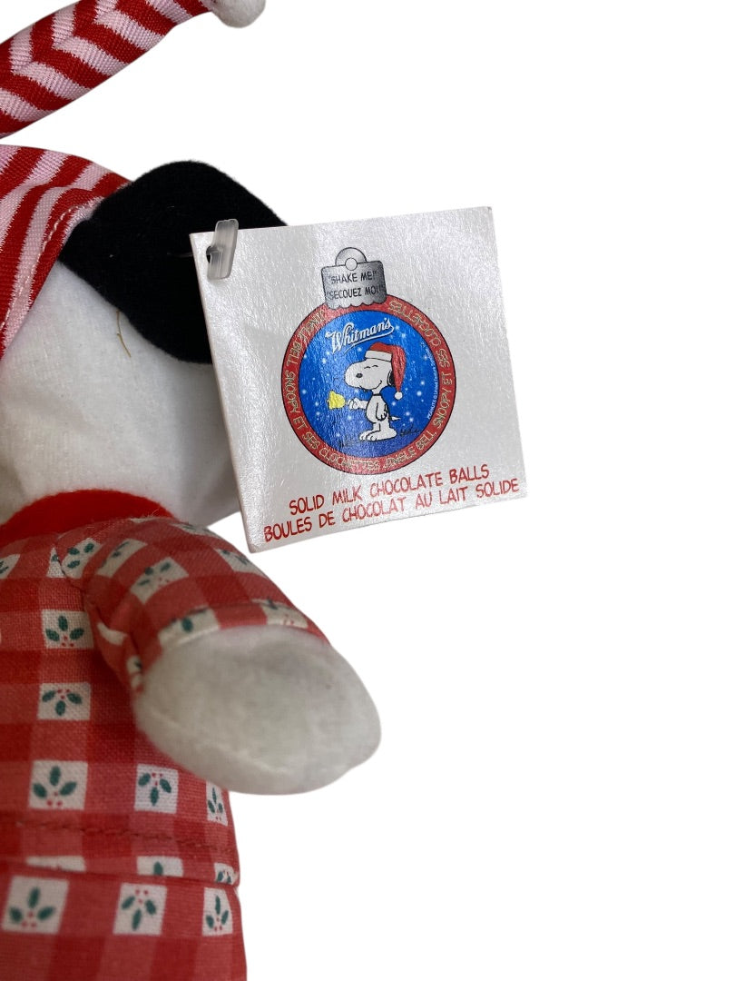 Vintage Whitmans Promotional Nighttime Snoopy Peanuts 9" Plush Bells Christmas