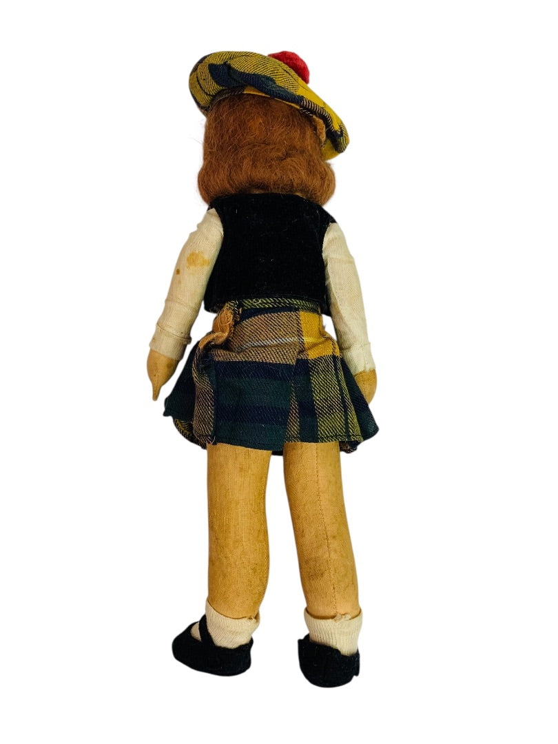 Vintage Chad Valley Cloth Doll 12 Inch Scottish Girl Made in England