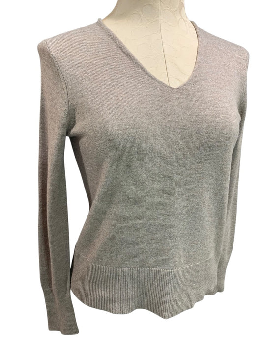 Small Petite Loft Womens Tan Lightweight Sweater V-Neck