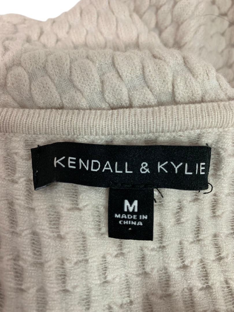 Medium Kendall & Kylie Junior Womens Beige Textured Short Sleeve Cardigan Sweater