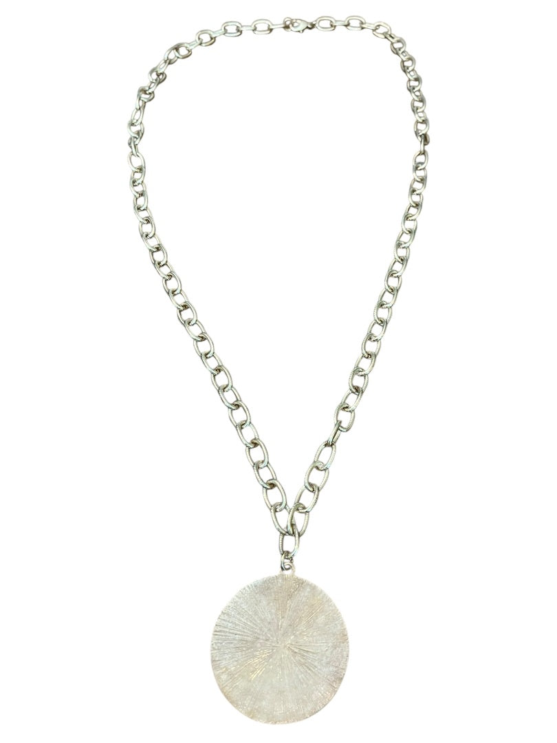 Express 2" Round Pendant Chain Chunky Necklace Goldtone Black 36 Inch