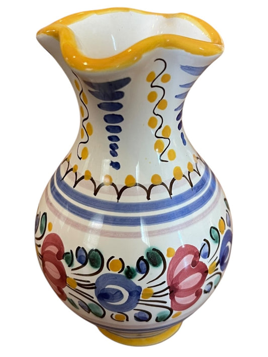 Modra Slov Ludova Majolika Handpainted Small 4" Floral Bud Vase C-104-02