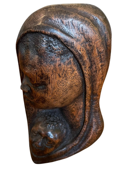Wooden Carved Madonna and Child NZAU 7" x 4" x 2"