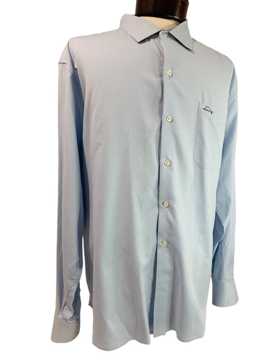 XL Tommy Bahama Mens Button Up Silk Blend Dress Shirt Light Blue