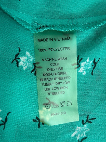 Small Chaus New York Womens Sheer Tiered Sleeveless Blouse Shirt Green Floral
