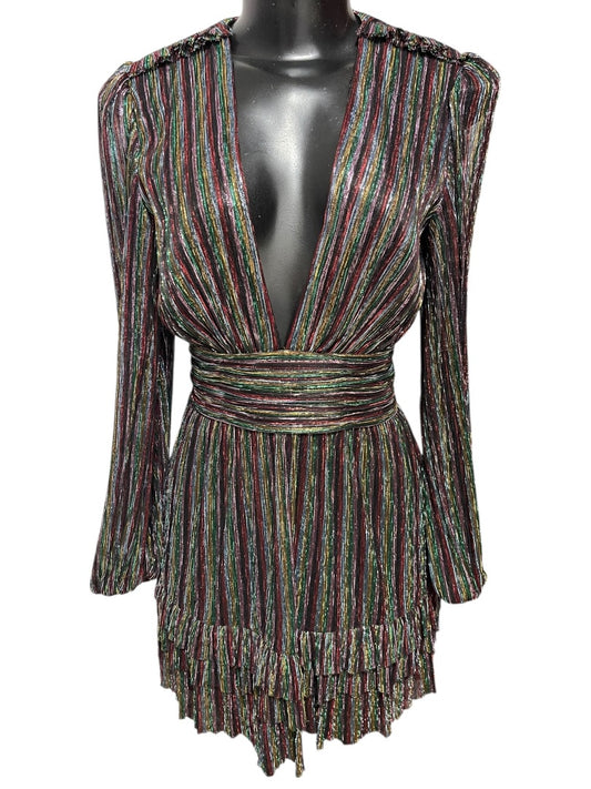 2 Rebecca Vallance Women's Black Metallic Ronnie Cutout Mini Dress