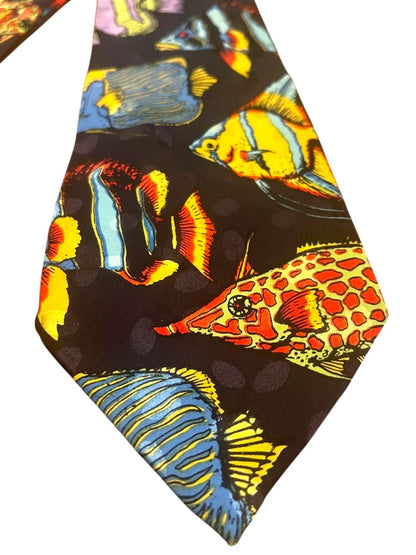 Vintage Addiction 100% Silk Tropical Fish Neck Tie 59"L x 4"W