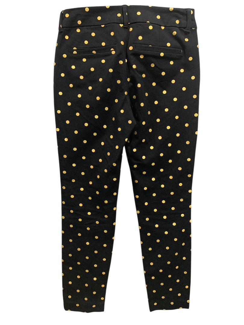 Size 0 Old Navy Pixie Pants Ankle Length Black Gold Polka Dots