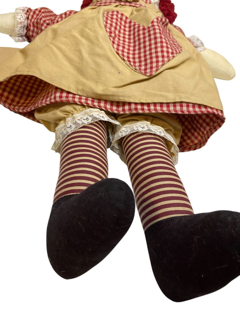 Vintage Raggedy Ann Rag Doll 21" Rustic Country Look Handmade