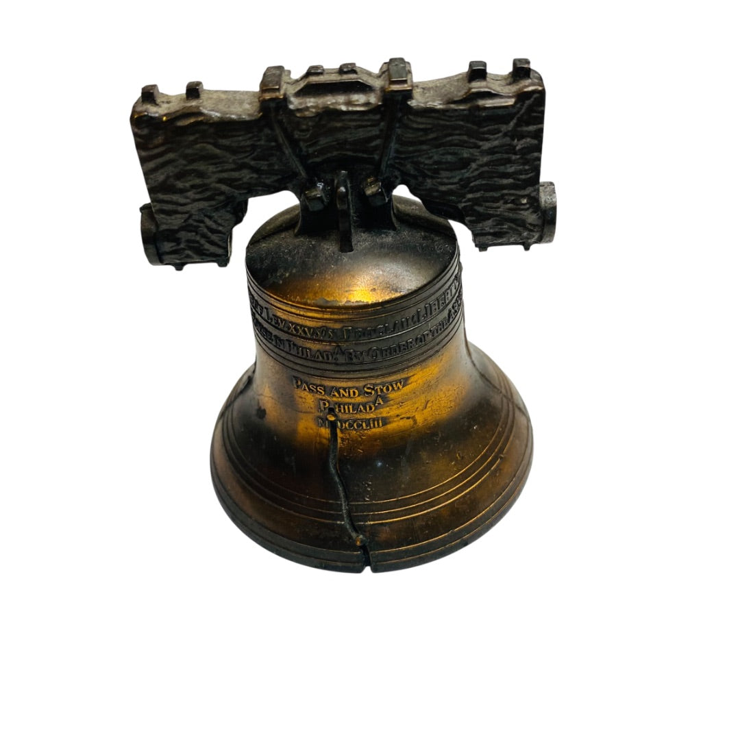 Bronze Metal Diecast Liberty Bell Souvenir Philadelphia PA 2.5"h