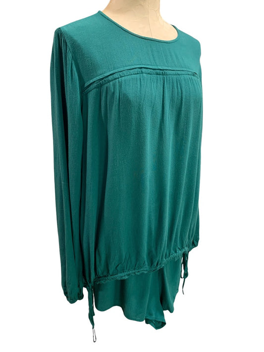 Large Tavik+ Womens Lounge Set Shorts Shirt Emerald Green