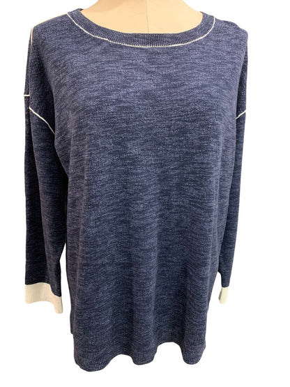 XL T by Talbots Womens Navy Blue Heather Pullover Sweater Casual
