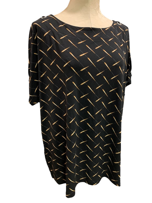 2X Notations Womens Pullover Shirt Split Sleeve Rivets