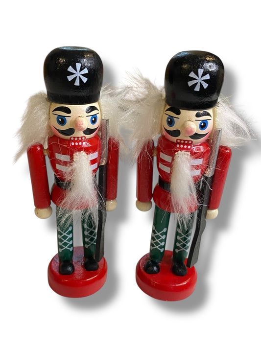 Set of 2 Decorative Nutcrackers 4.5" High Holiday Christmas Decor