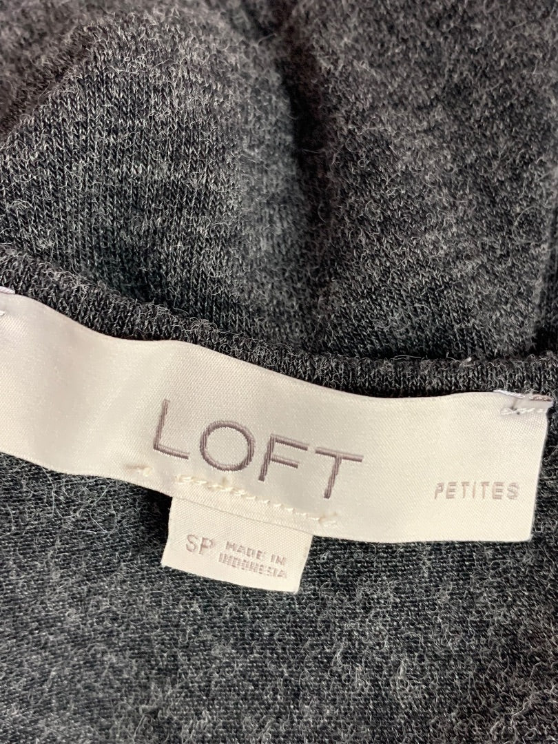 Small Petite Loft Heathered Gray Jersey Knit Dress Banded Waist