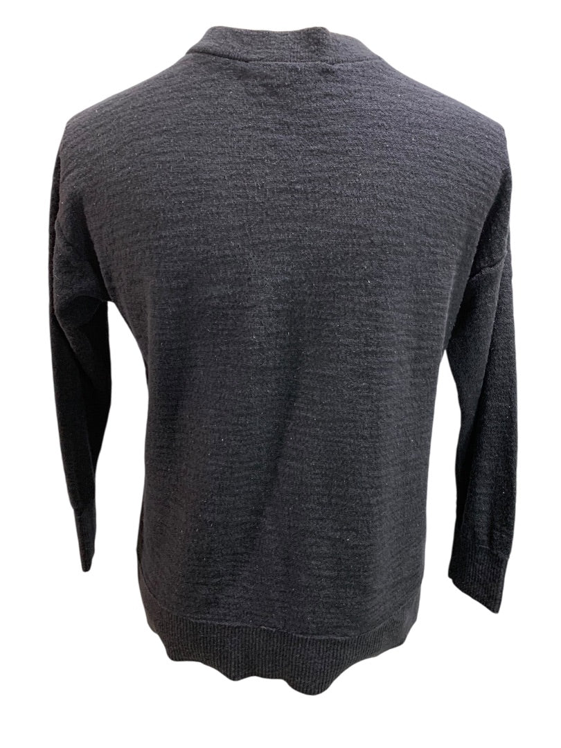 XS Loft Womens Navy Blue V-Neck  Sweater Goldtone Buttons
