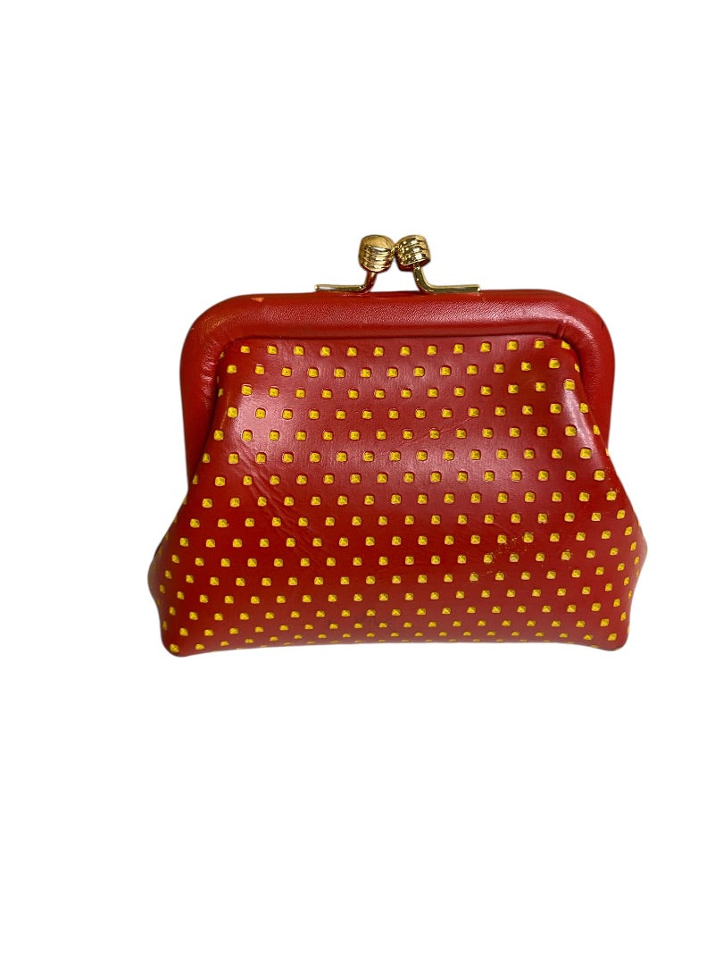 Vintage Dooney & Bourke Cabrio Leather Kisslock Coin Purse Red Leather