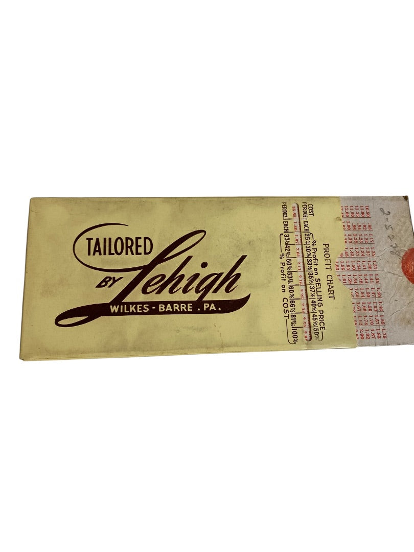 Vintage Profit Chart Calculator Tailored by Lehigh Wilkes Barre PA Clothing