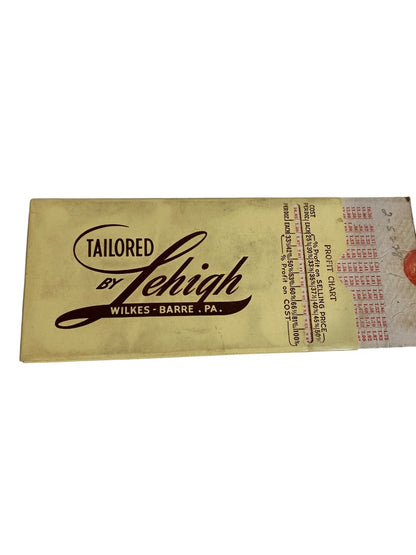 Vintage Profit Chart Calculator Tailored by Lehigh Wilkes Barre PA Clothing