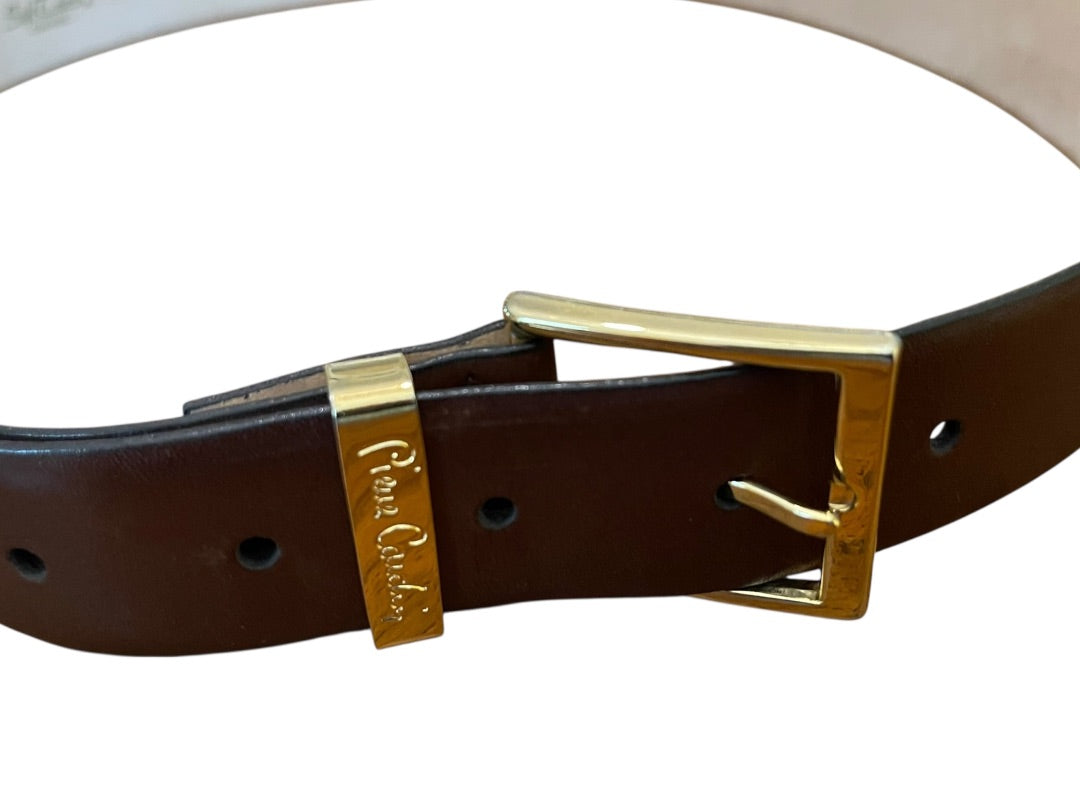 Size 36 Pierre Cardin Brown Soft Touch Cowhide Belt 1.2" width