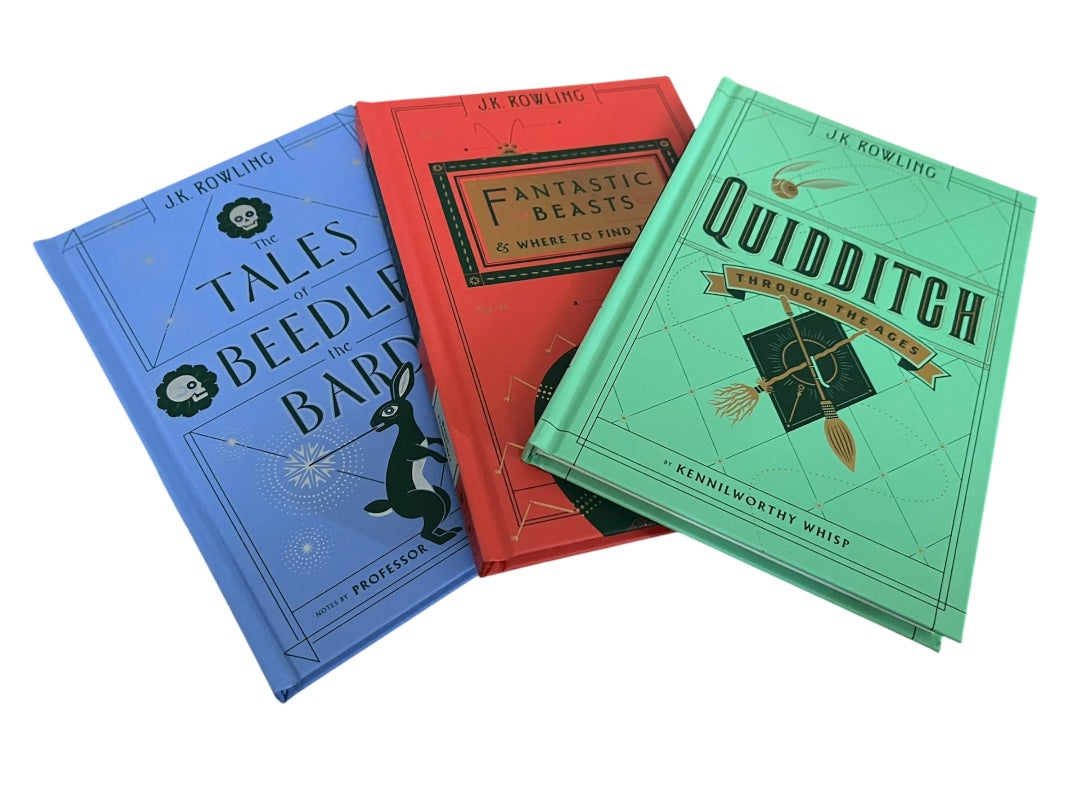 Box Set of 3 Hogwarts Library JK Rowling Quidditch Fantastic Beedle the Bard