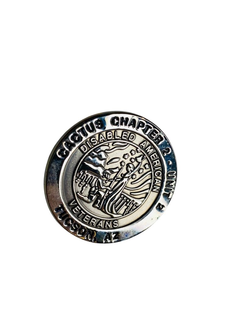 Vintage Cactus Chapter 2 Unit 2 Disabled Veterans Lapel Pin 1" Silvertone
