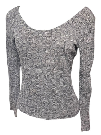 Medium Ultra Flirt Ribbed Fitted Womens Top Marled Purple Scoop Neck