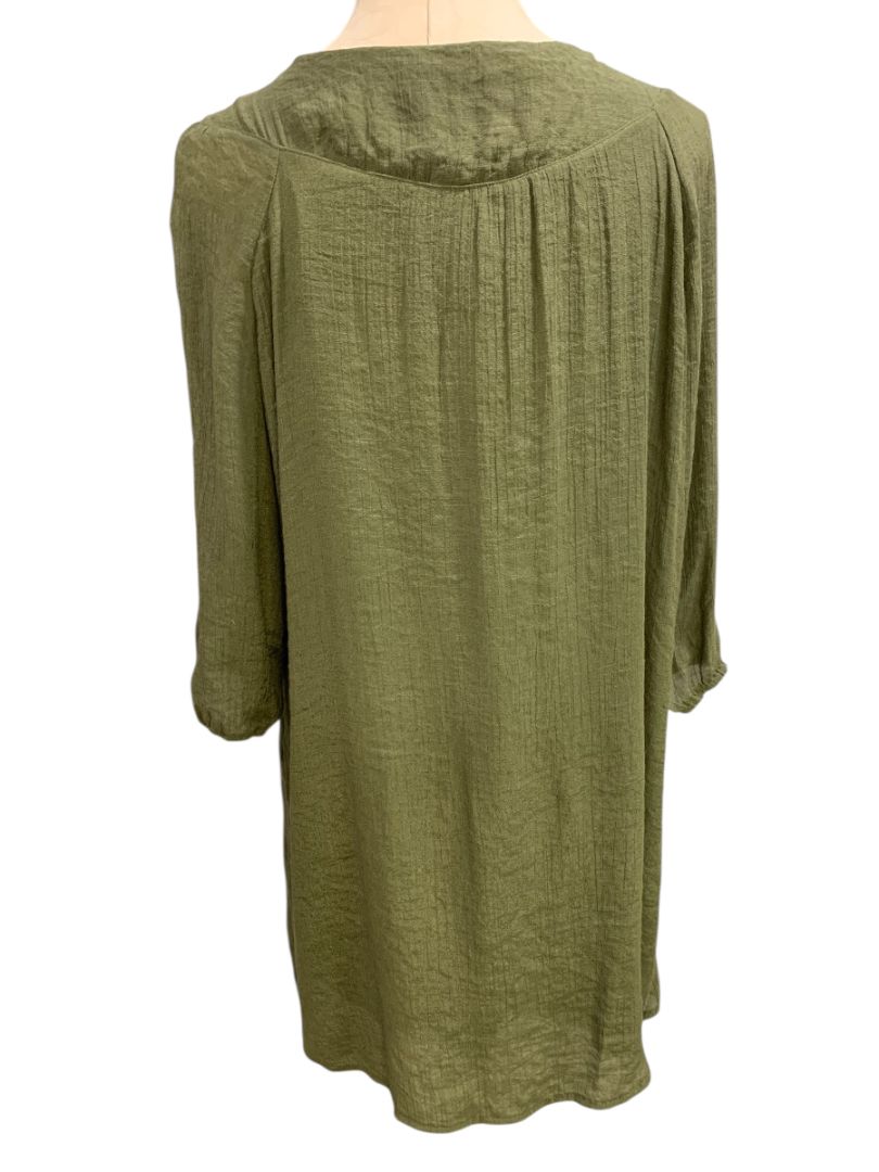 XL Indigo Rose Womens Boho Shift Dress Olive Green