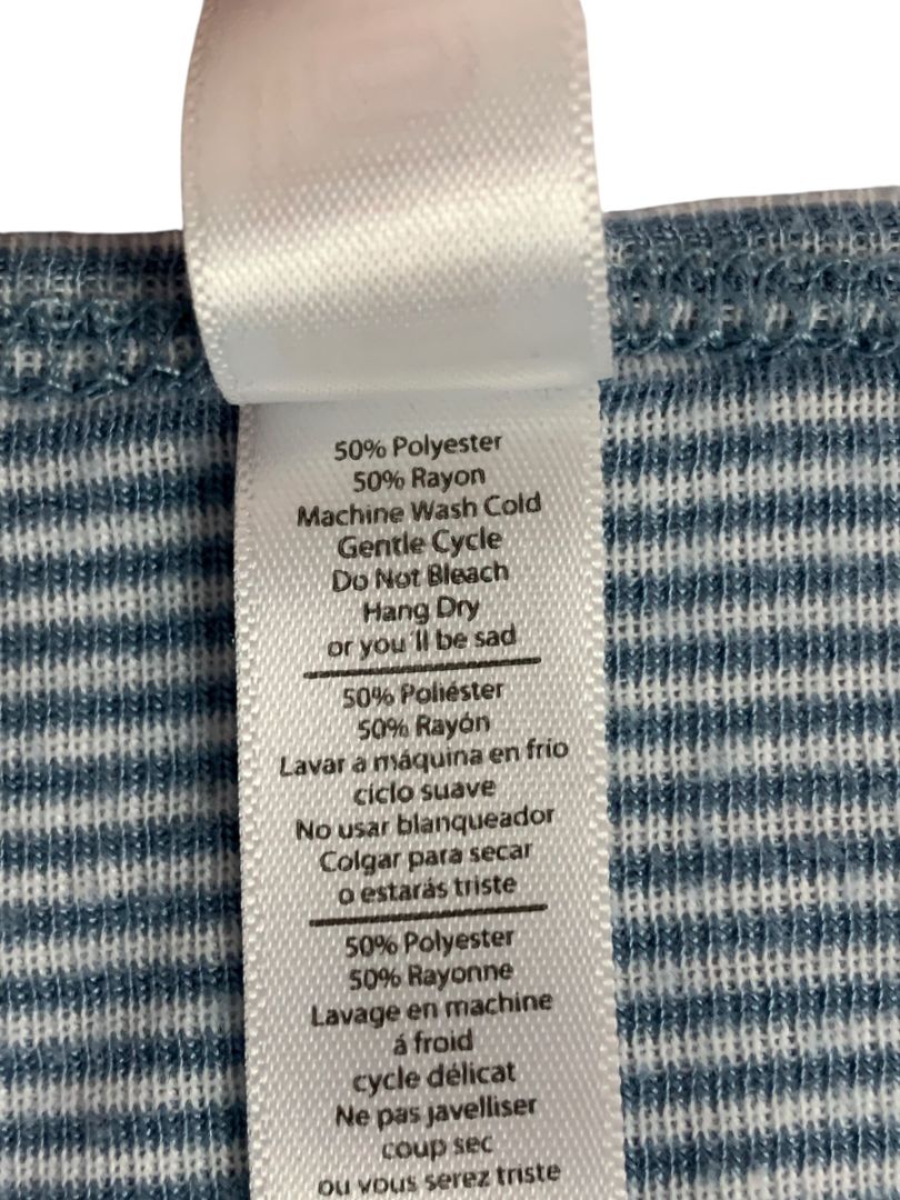 Medium LulaRose Womens Blue Stripe Hi Lo Tshirt Scoop Neck