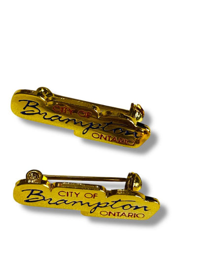 City of Brampton Ontario Goldtone 1" Lapel Pins Set of 2